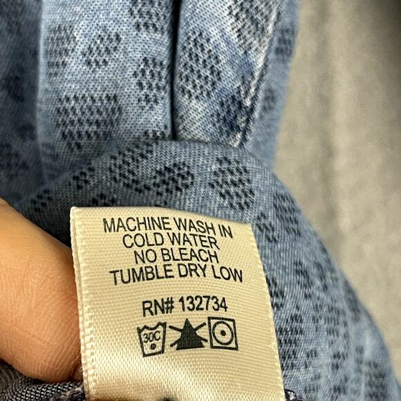 Bella Dahl Leopard Print Tencel Top Womens Medium Blue Button Down 3/4 Sleeve - Picture 10 of 16